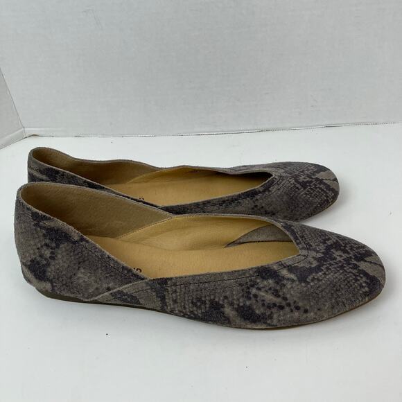 Lucky Brand Sz 10 Alba Grey Suede Animal Print Ballet Flats Soft Comfy - Picture 8 of 16